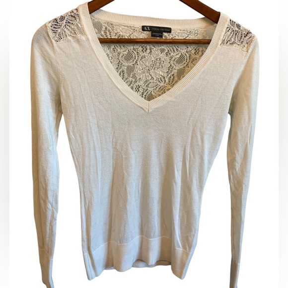 A/X Armani Exchange V- Neck with Lace Sweater - Picture 1 of 6
